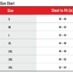 Hi-Vis Vest Size Chart