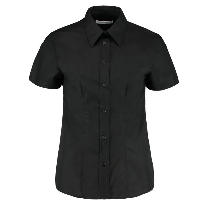 Kustom Kit Women's Oxford Blouse Short Sleeved - Black