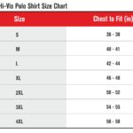 Port West Hi-Vis Polo Shirt Size Chart