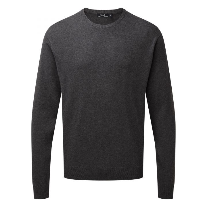 Premier Crew Neck Cotton Rich Knitted Sweater - Grey