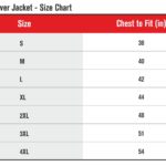 Regatta Dover Jacket - Size Chart