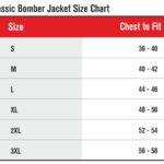 Yoko Hi Vis Classic Bomber Jacket Size Chart