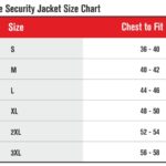 Security Jacket Size Chart