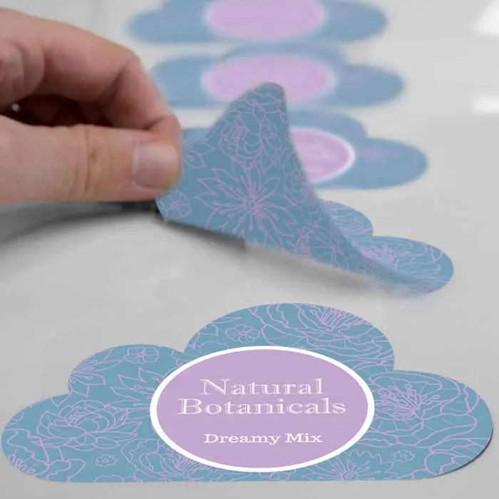 Gloss transparent Polypropelene - custom shaped stickers on a roll