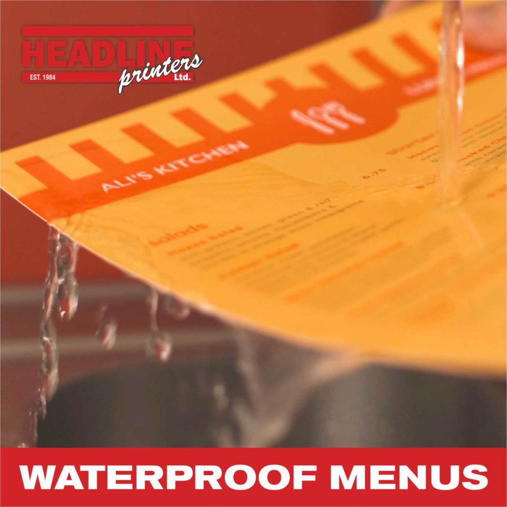 Waterproof Menus